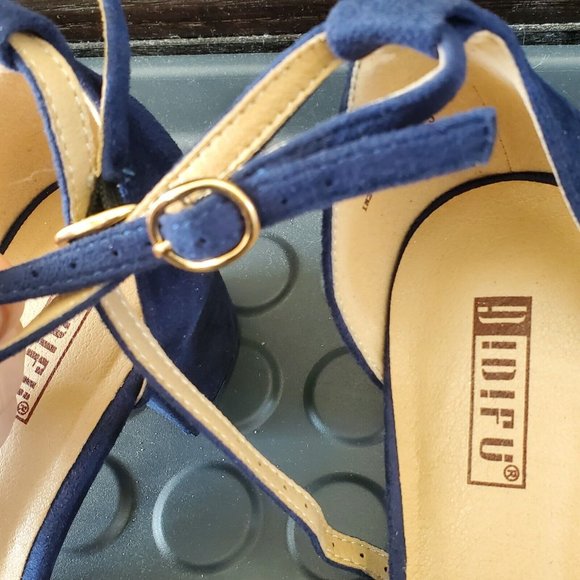 IDIFU womens COOKIE-LO Blue ankle strap heels SIZE 8.5 - Picture 7 of 9